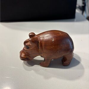 Handcrafted Wooden Hippo Figurine